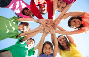 Group of children holding hands