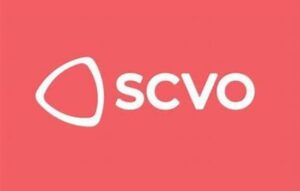 SCVO logo on a magenta background