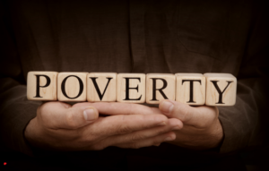 Scrabble tiles spelling word poverty