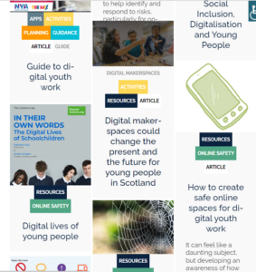 home page screen shot of digitalyouthwork.scot